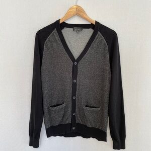 EXPRESS Men’s Size Medium Black & Gray Color Block Cardigan Sweater